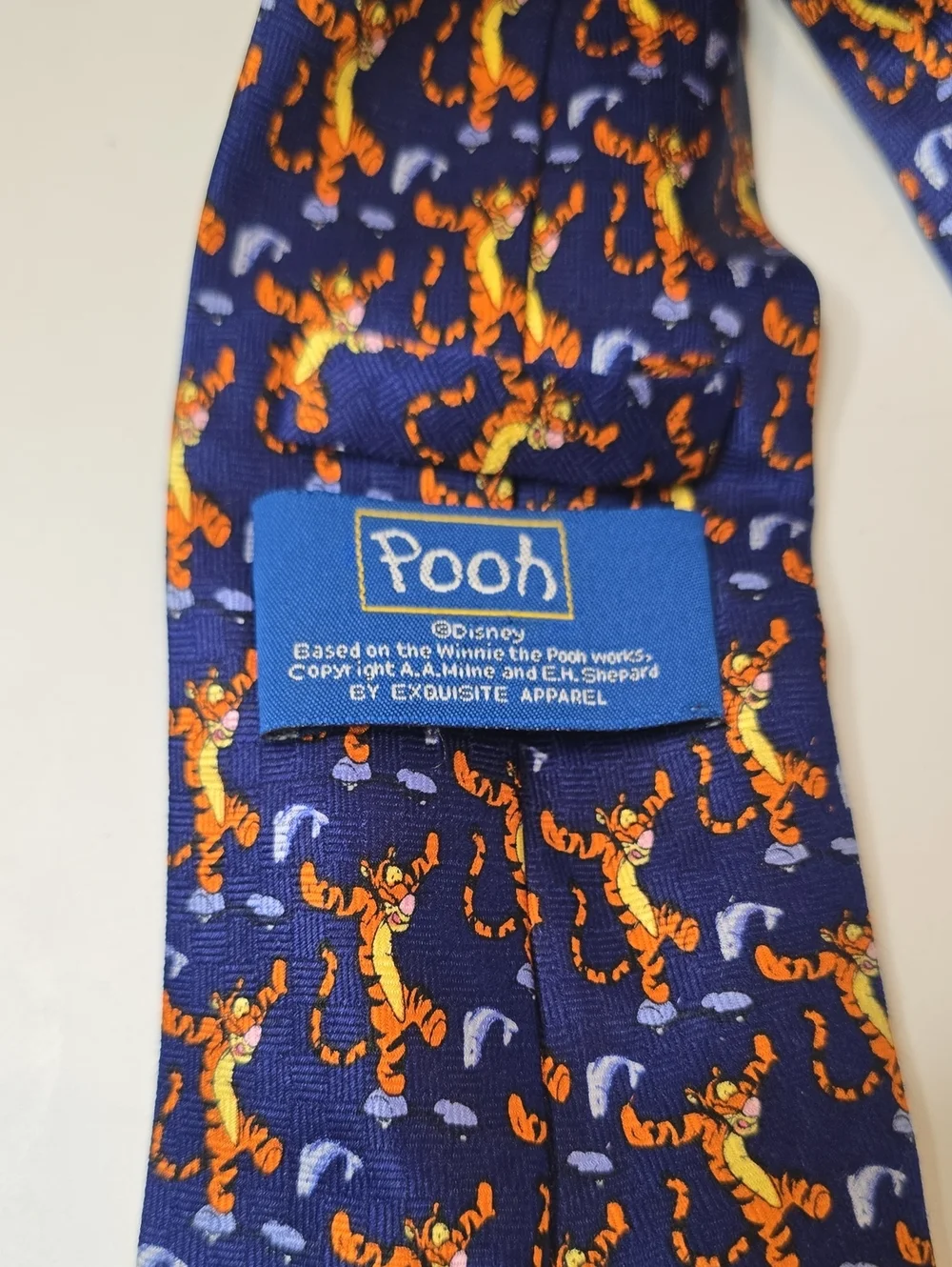 Disney Store Tigger Silk Neck Tie Navy Blue
